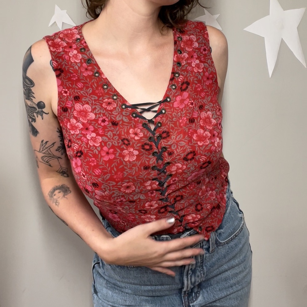 SOLD Darling boho lace up top